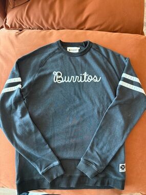 PYKNIC Burritos Crewneck Sweatshirt Gray Varsity Sleeve Pullover Size Large